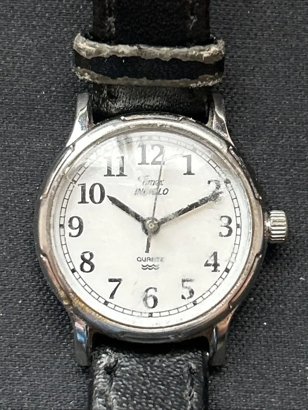 Timex Indiglo Silver Tone Black Band Women’s Quartz Watch